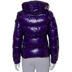 Moncler Purple Synthetic Quilted Hooded Down Jacket S