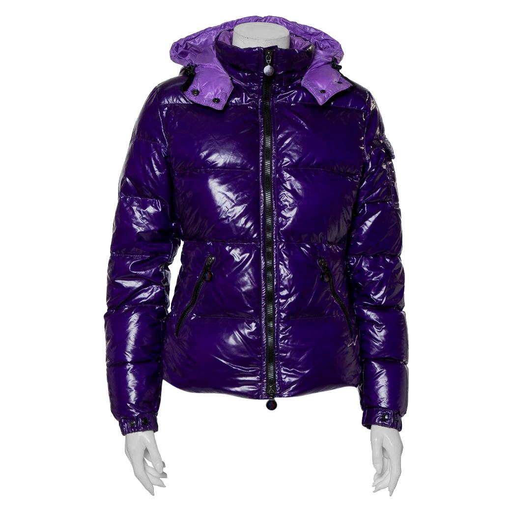 Moncler Purple Synthetic Quilted Hooded Down Jacket S