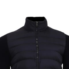 Moncler Quilted Panelled Sweater in Navy Blue Polyamide