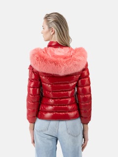 Moncler Red Badyfur Fox Fur Down Coat Size S