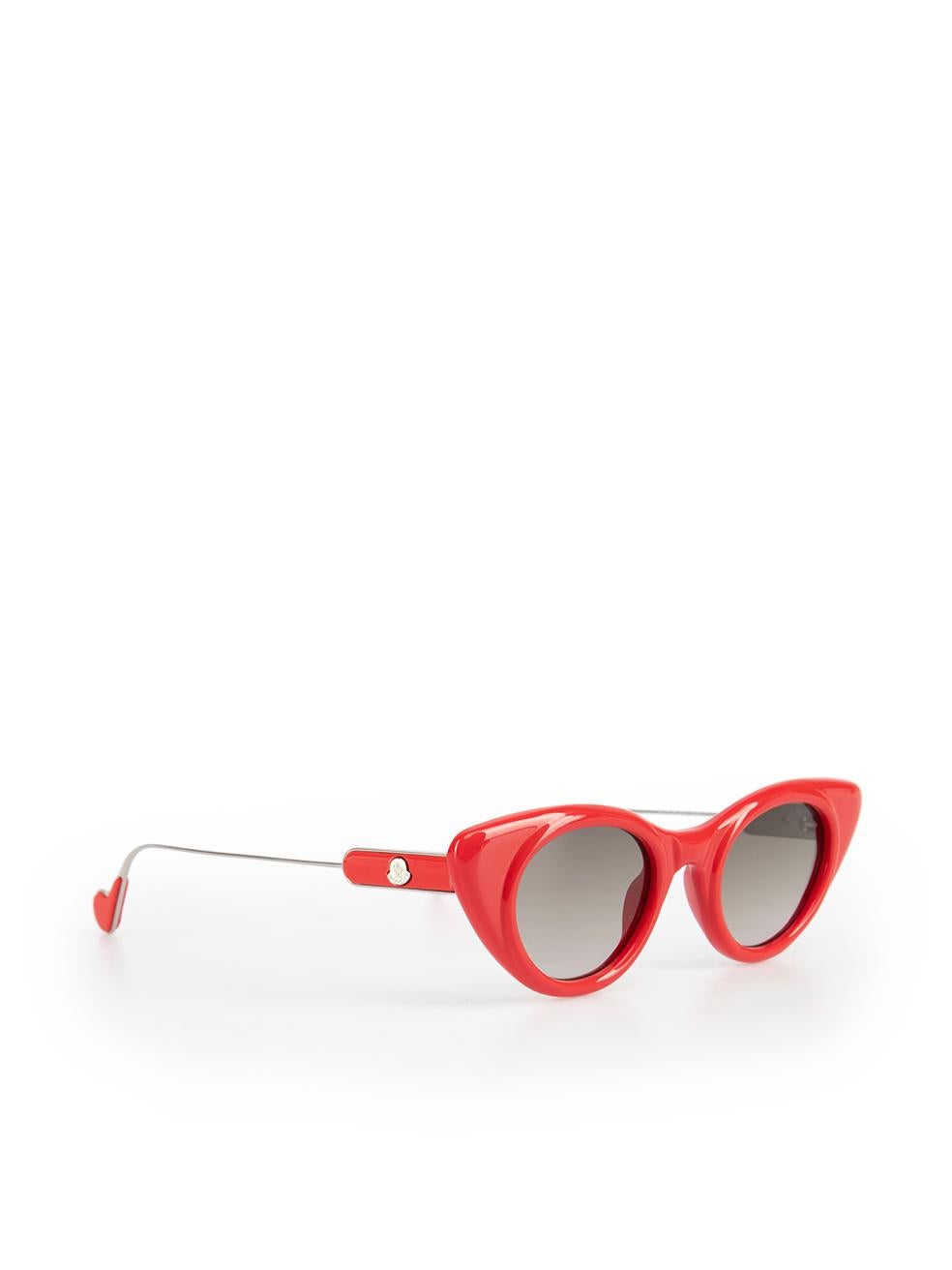 Brown Moncler Red Cat Eye Frame Tinted Sunglasses For Sale