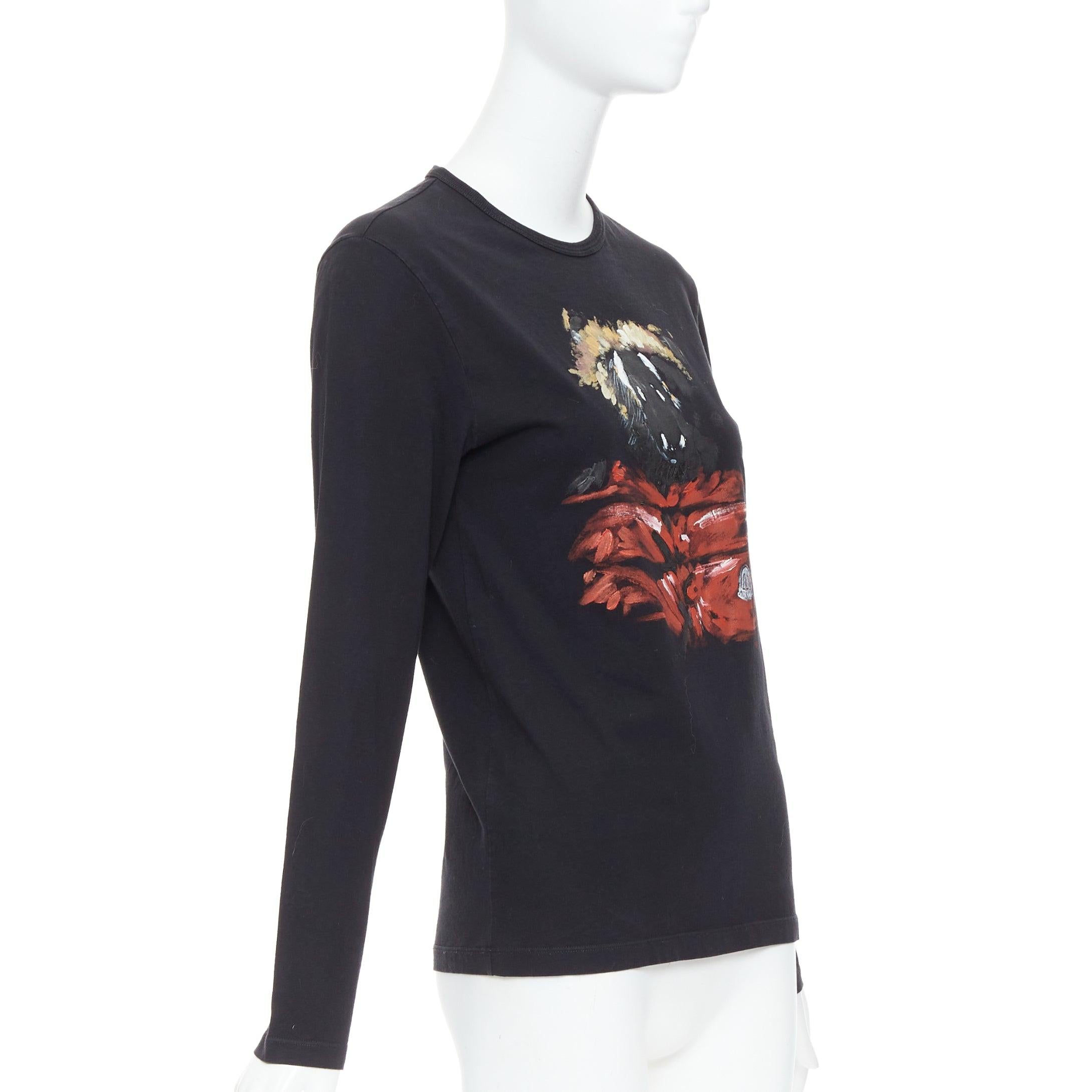 Noir Moncler red grey painted graphic black logo long sleeve tshirt en vente