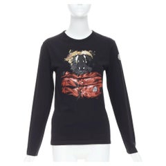 MONCLER red grey painted graphic black logo long sleeve tshirt