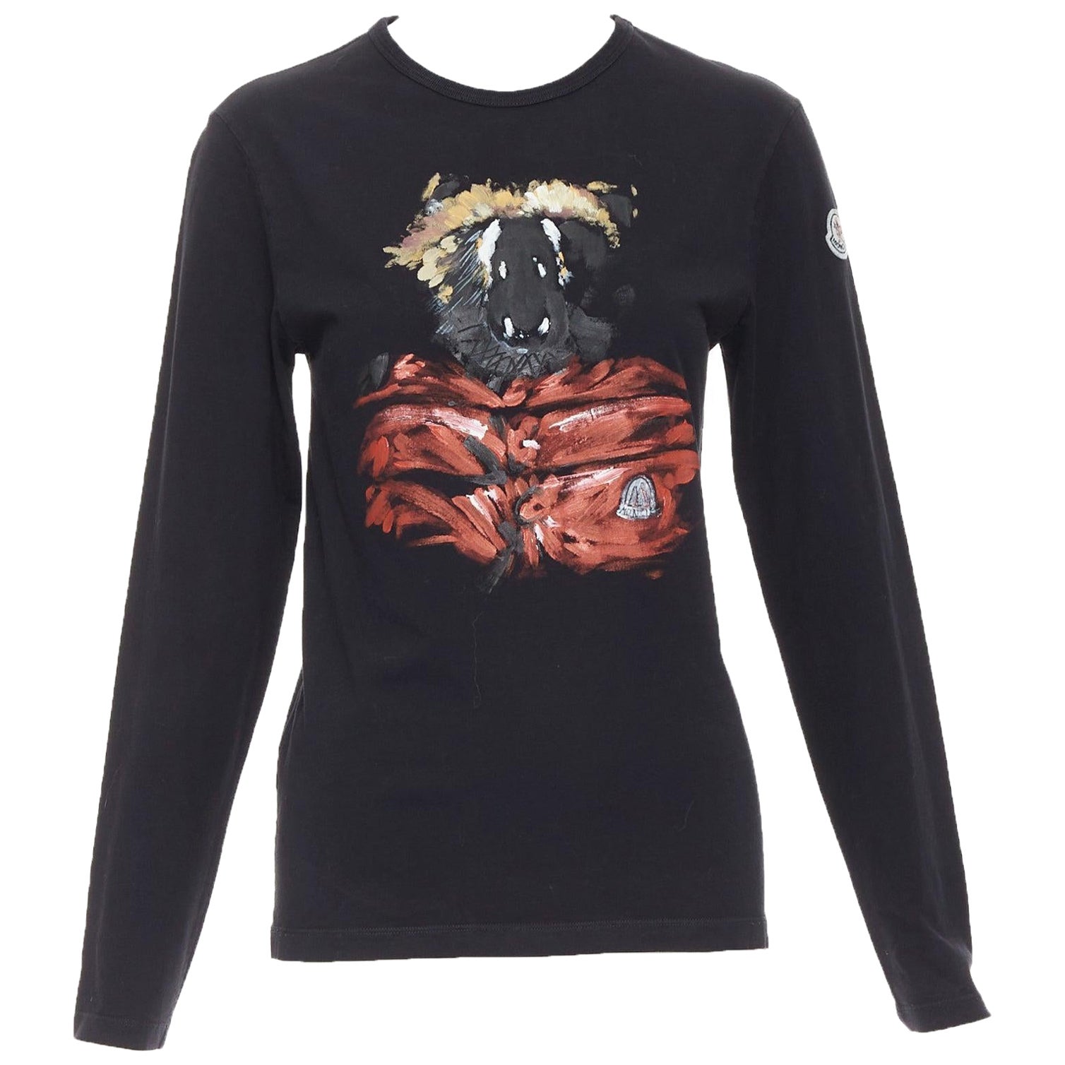 Moncler red grey painted graphic black logo long sleeve tshirt en vente