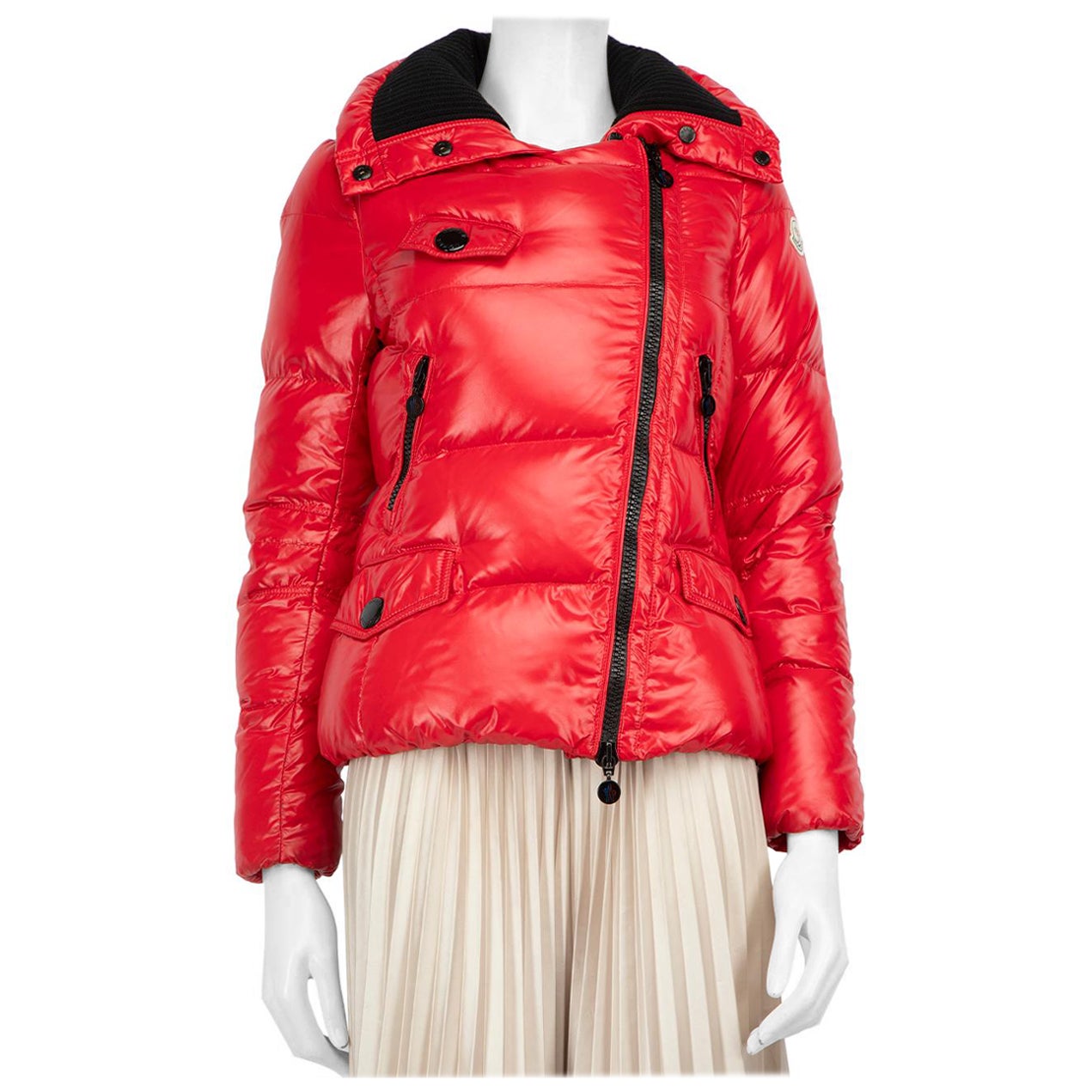 Moncler Cappotto a Pelo Rosso Indre Taglia L.