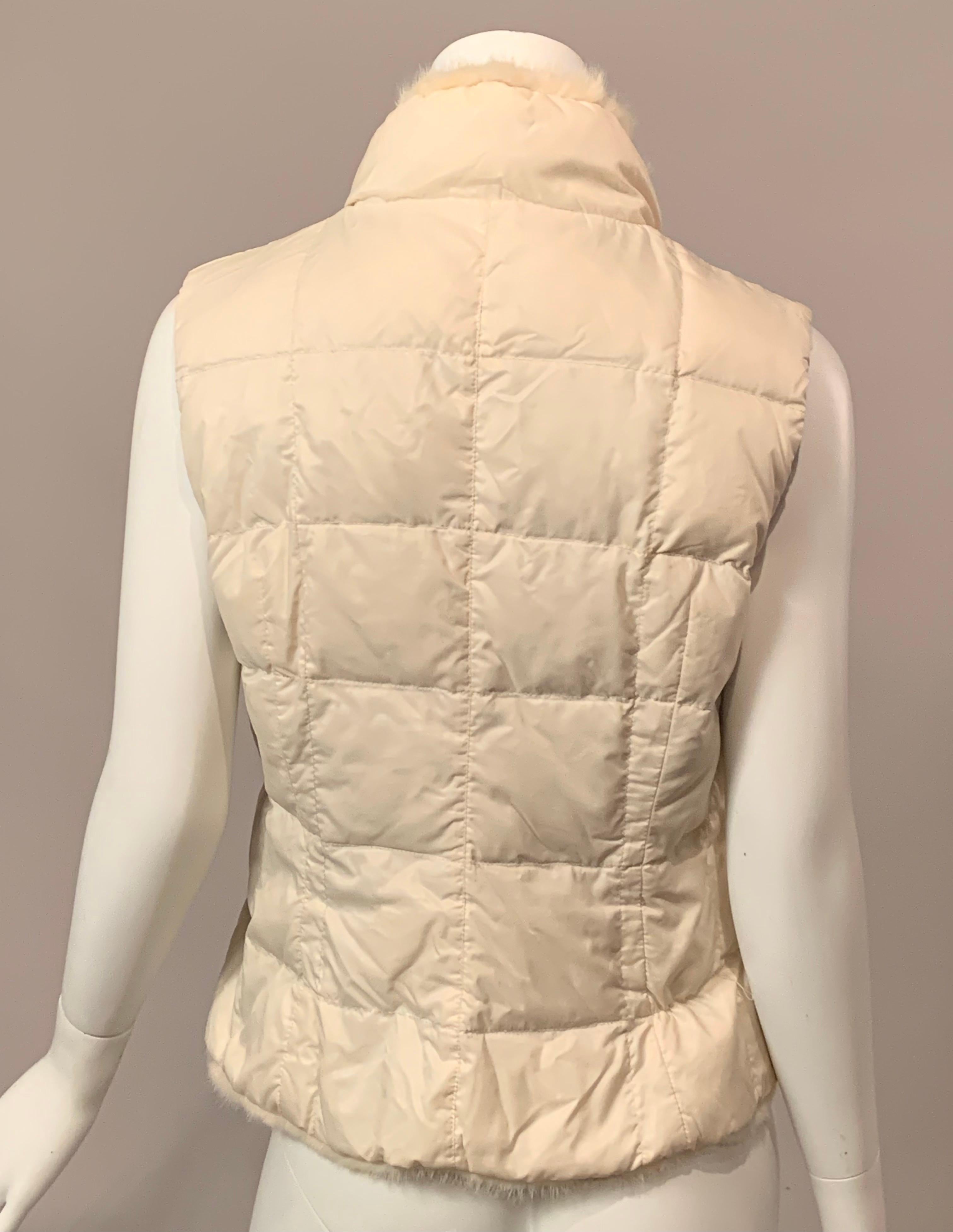 Moncler Reversible Down Vest Black or Cream with White Mink Trim 3