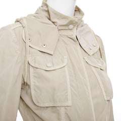 MONCLER Roxane Giubotto beige nylon military cargo pocket jacket Sz.0 XS