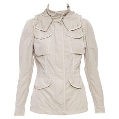 Moncler Roxane Giubotto giacca militare in nylon beige con tasca cargo Sz.0 XS