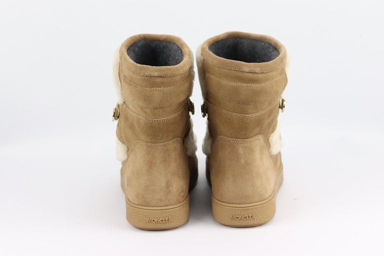 Moncler Shearling And Suede Ankle Boots Eu 41 Uk 8 Us 11 For Sale at 1stDibs