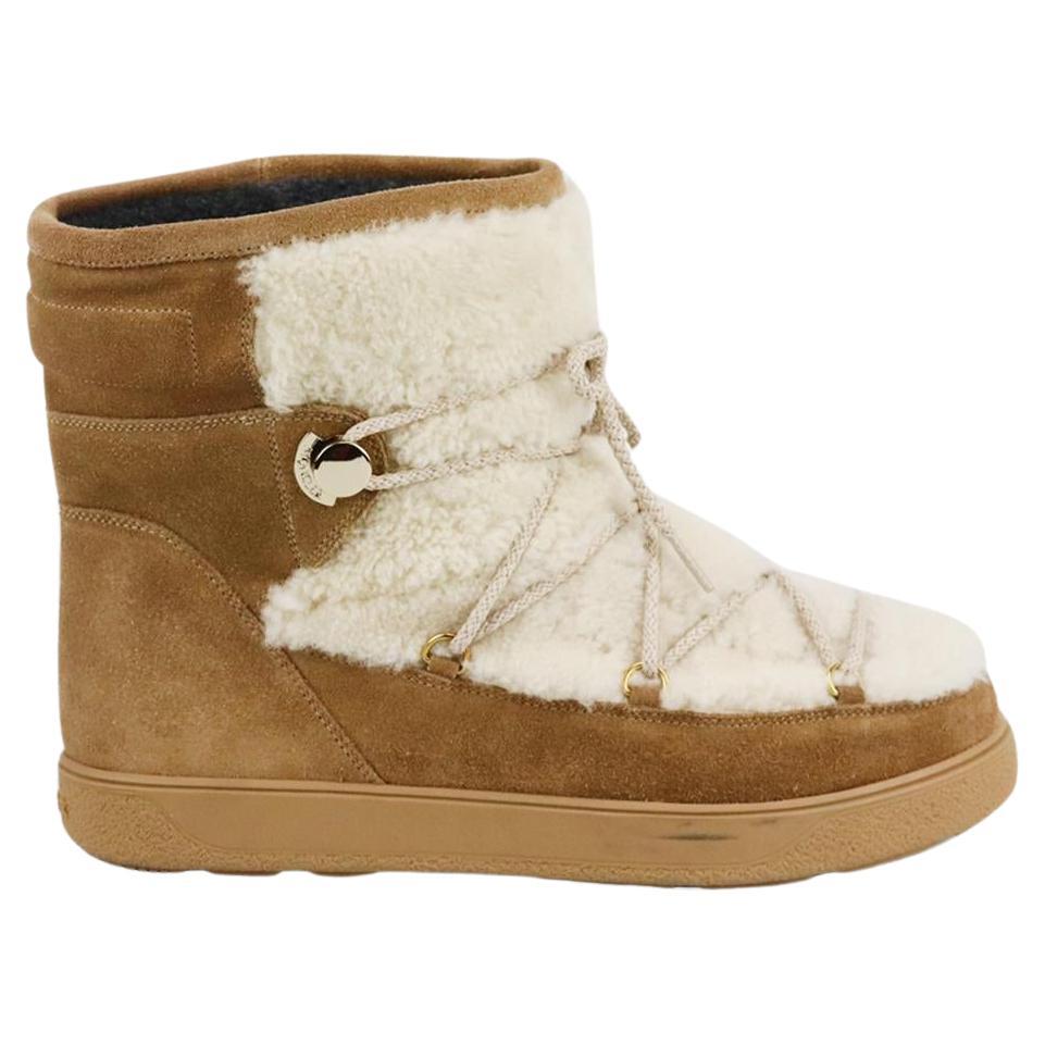 Moncler Shearling And Suede Ankle Boots Eu 41 Uk 8 Us 11 For Sale at 1stDibs