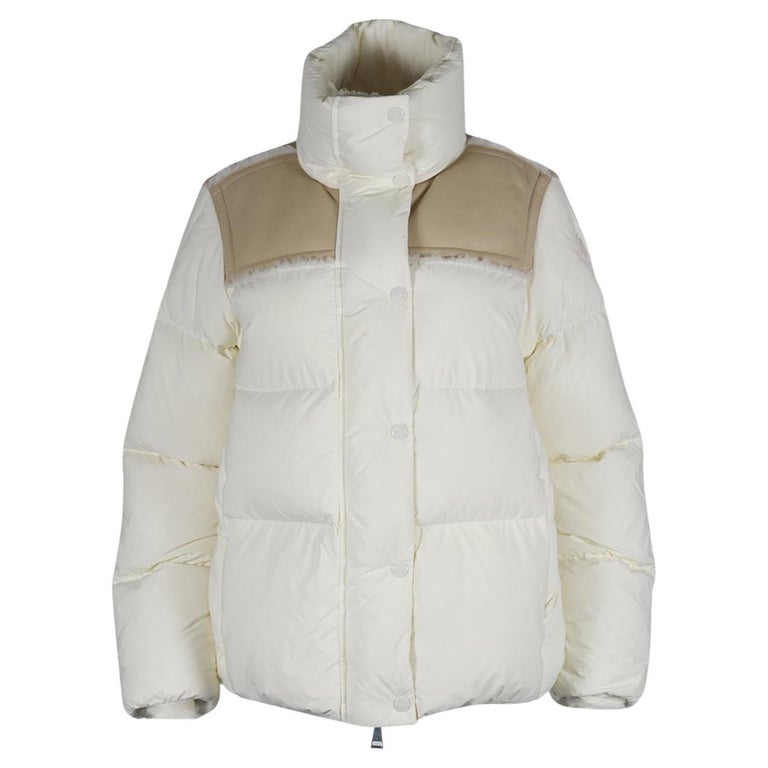 Moncler Shearling Trimmed Quilted Shell Down Jacket Uk 8 For Sale at ...