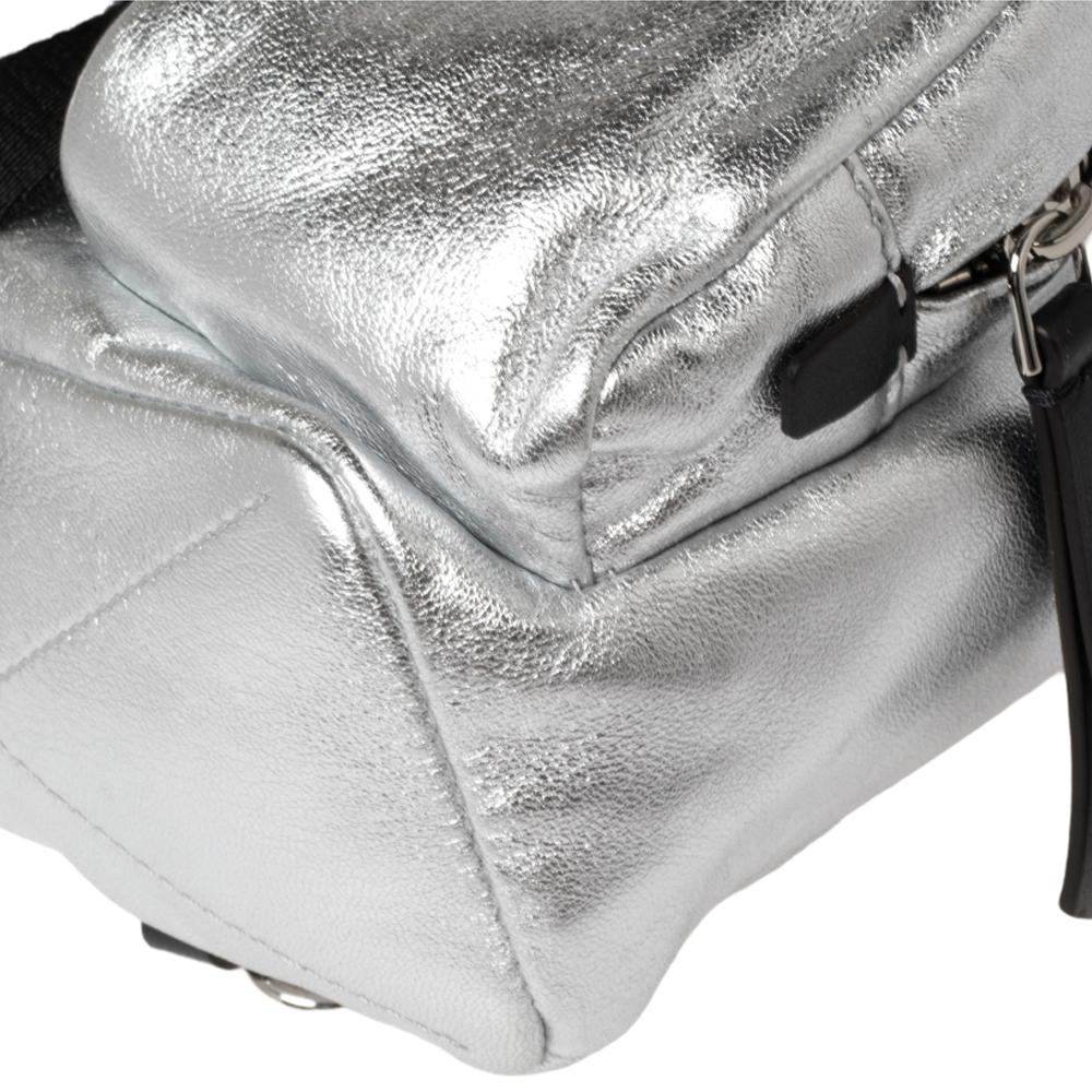 Women's Moncler Silver Leather Mini Dauphine Backpack