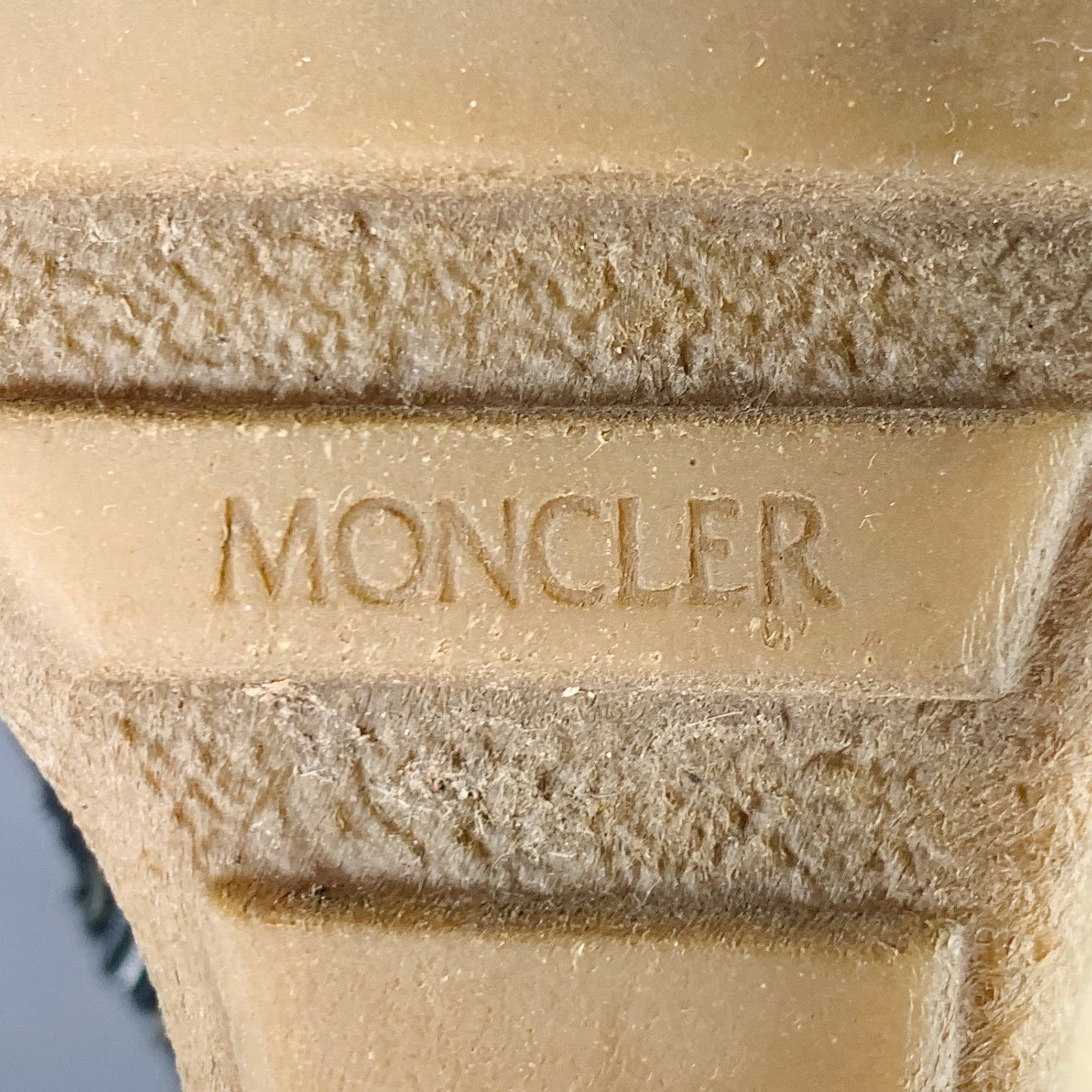 MONCLER Size 10 Black Brown Leather Knee High Crepe Sole Wedge Boots For Sale 7