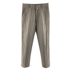 Moncler Taglia 30 Pantaloni dritti grigi in misto cotone