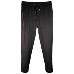 MONCLER Size 34 Black Twill Polyamide Blend Drawstring Casual Pants