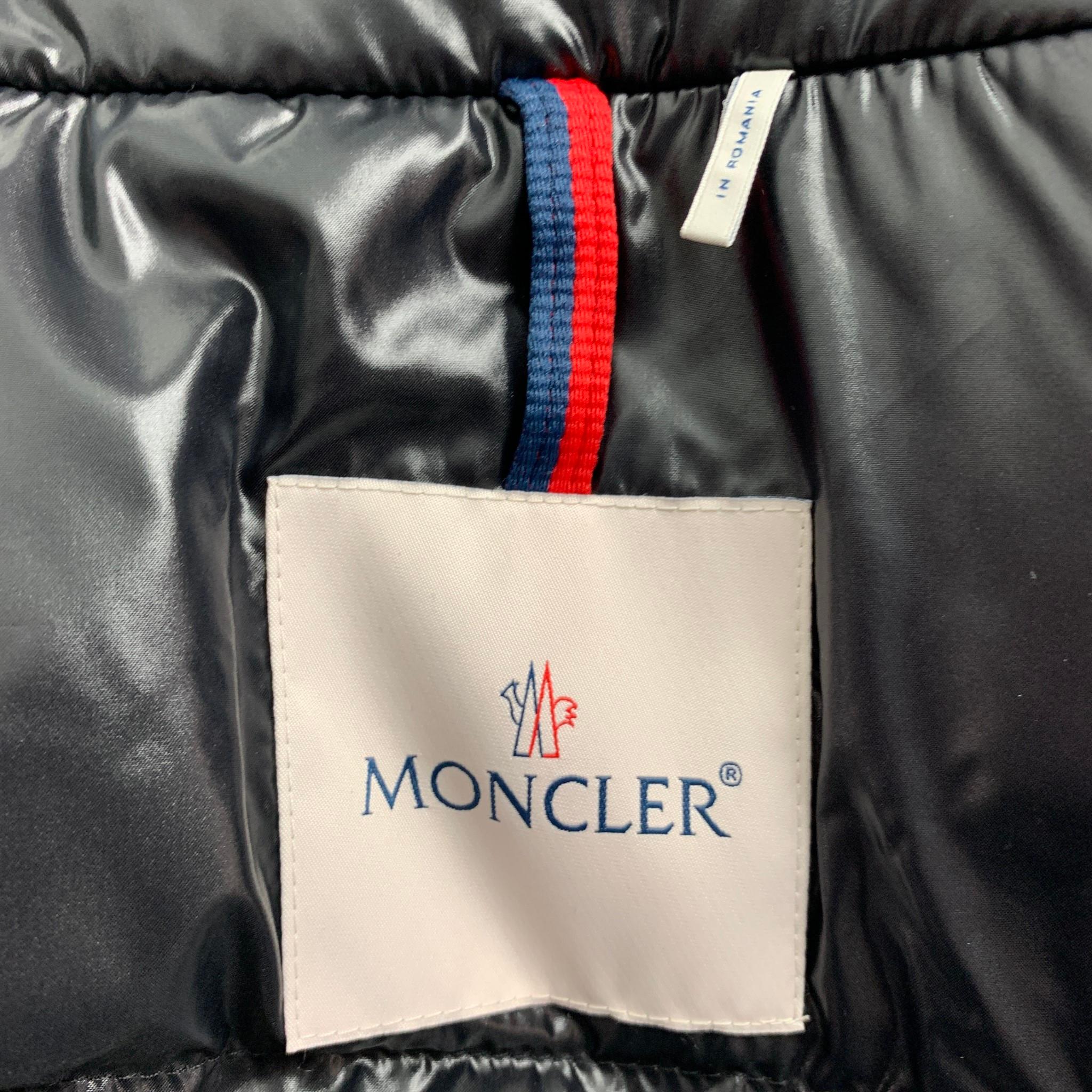 MONCLER Size 44 Black & White Plaid Wool Down Filled Jacket 4