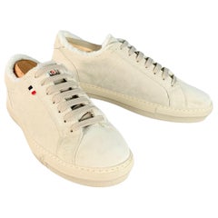 MONCLER Größe 9 Beige Stone Wildleder Low Top Shearling gefüttert Lace-Up Sneakers