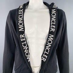 MONCLER Size L Black Cotton Hoodie Jacket