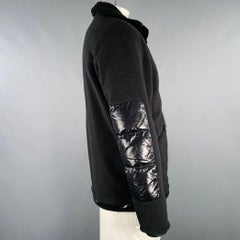 MONCLER Size L Black Mixed Fabrics Down Filled Zip Up Jacket