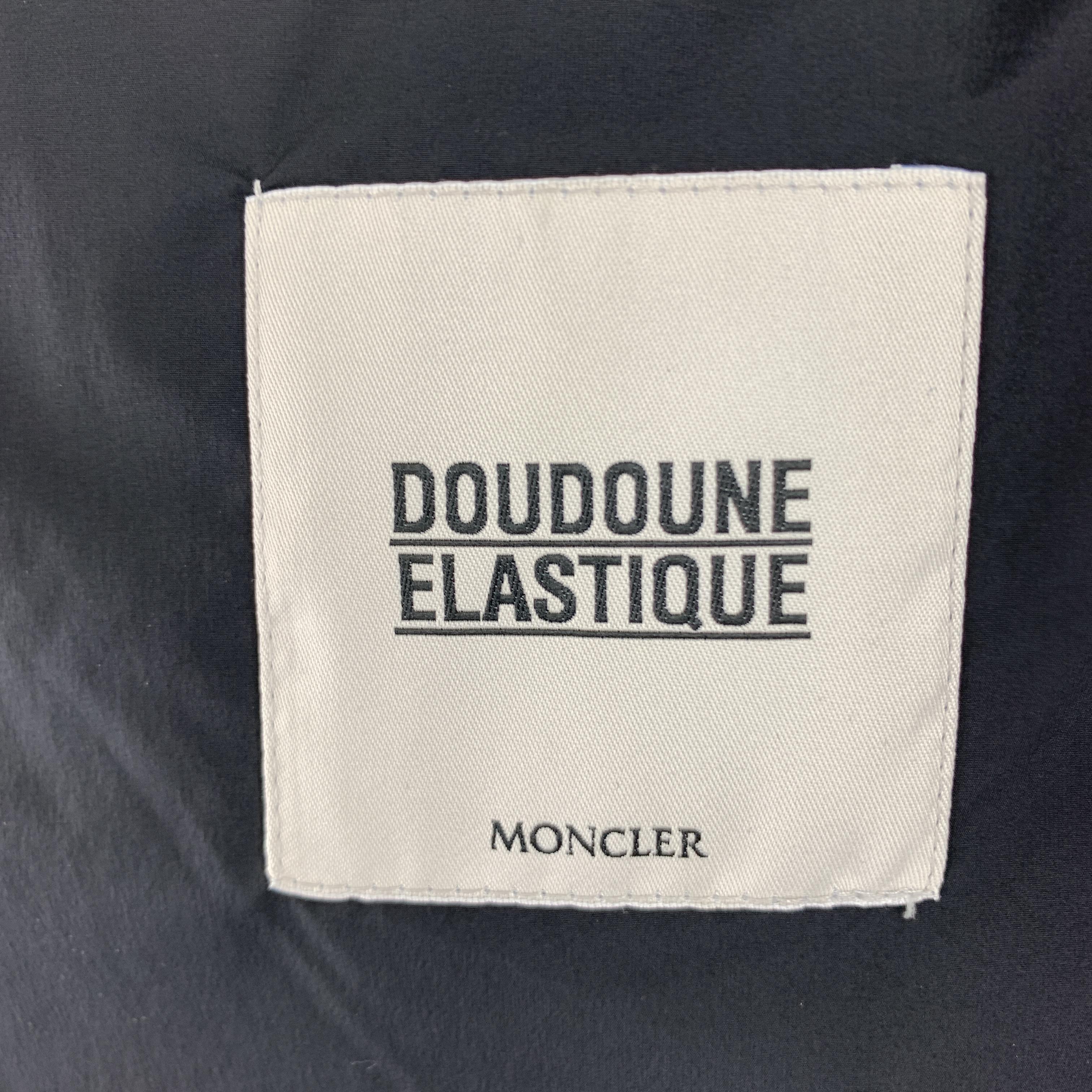 MONCLER Size L Black Quilted Stretch DOUDONE ELASTIQUE Hooded Down Jacket 2