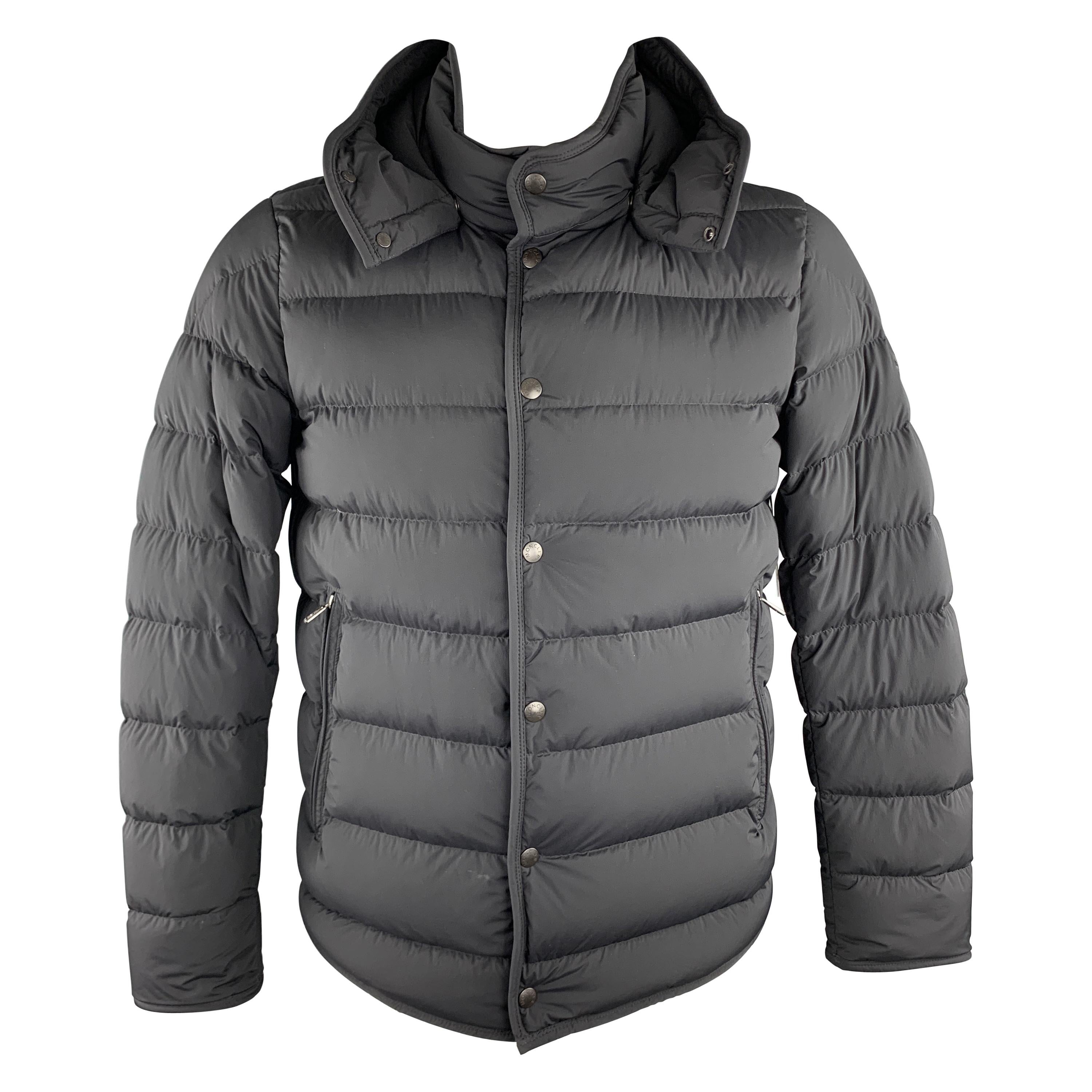 MONCLER Size L Black Quilted Stretch DOUDONE ELASTIQUE Hooded Down Jacket  at 1stDibs | moncler doudoune elastique, doudoune elastique moncler