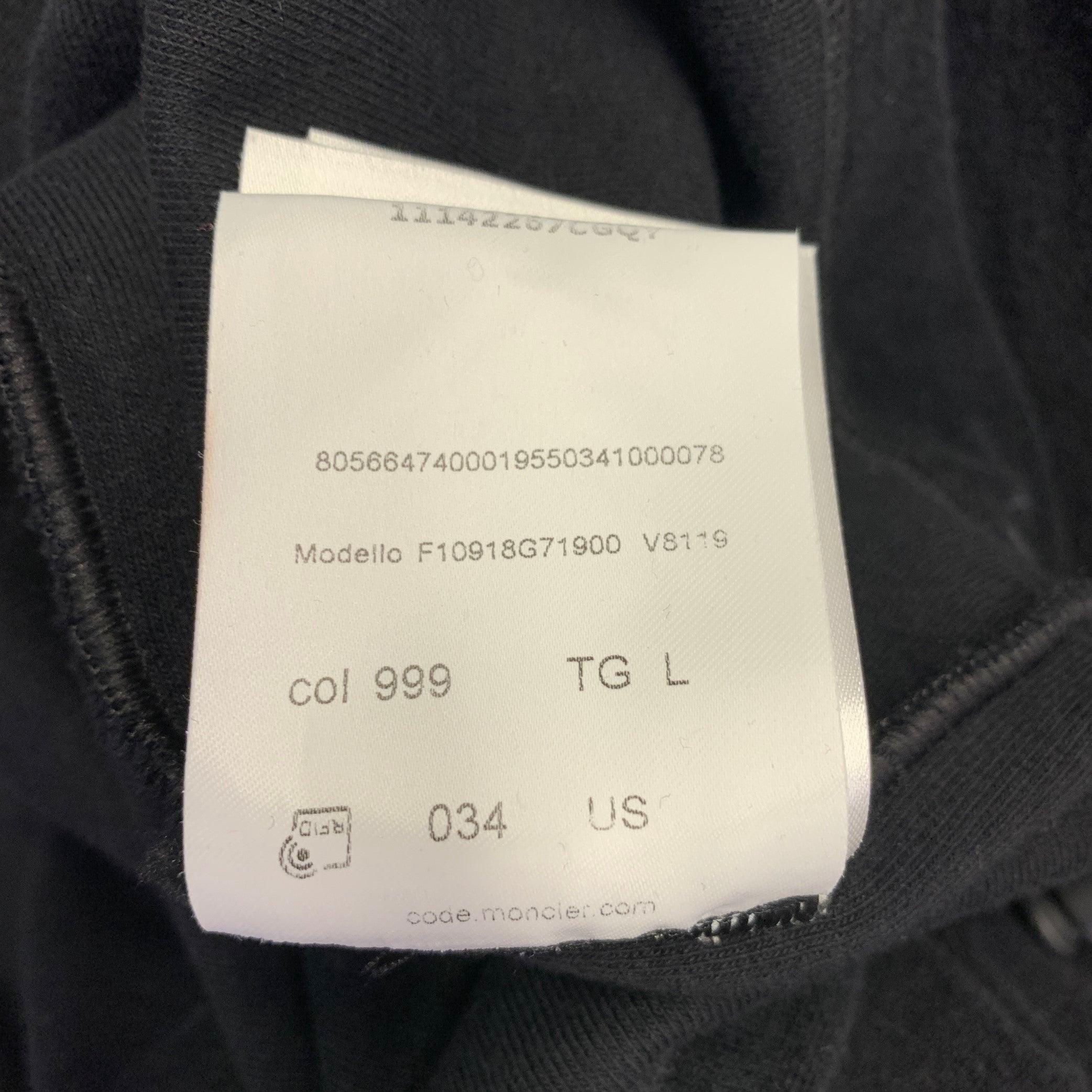 MONCLER Size L Black Terrycloth Cotton Hooded Sweatshirt 5