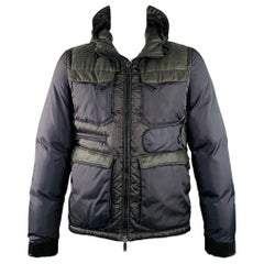 MONCLER Size L Folgore Black Charcoal Color Block Polyester Padded Jacket