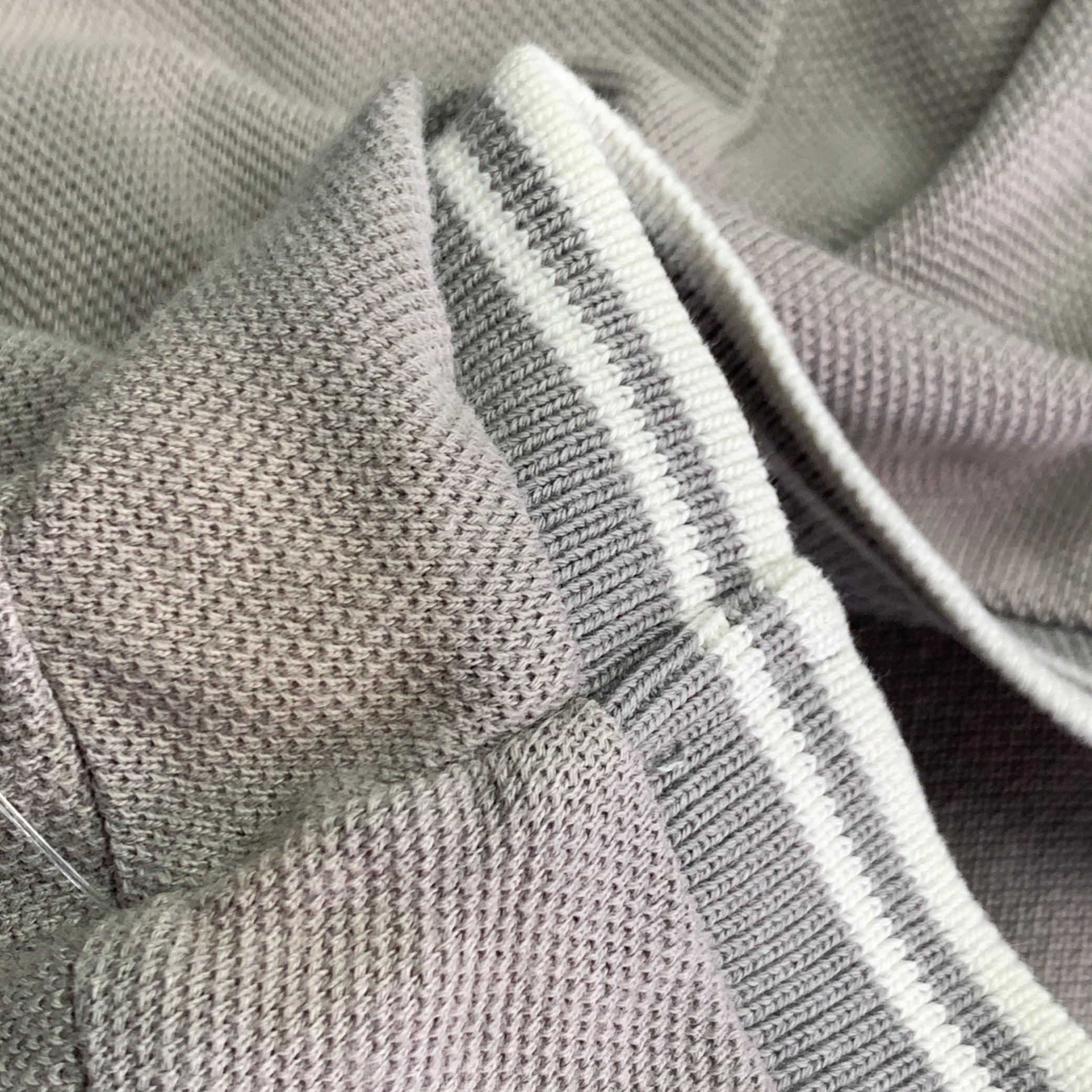 MONCLER Size L Grey White Cotton Logo Polo Casual Top For Sale 2