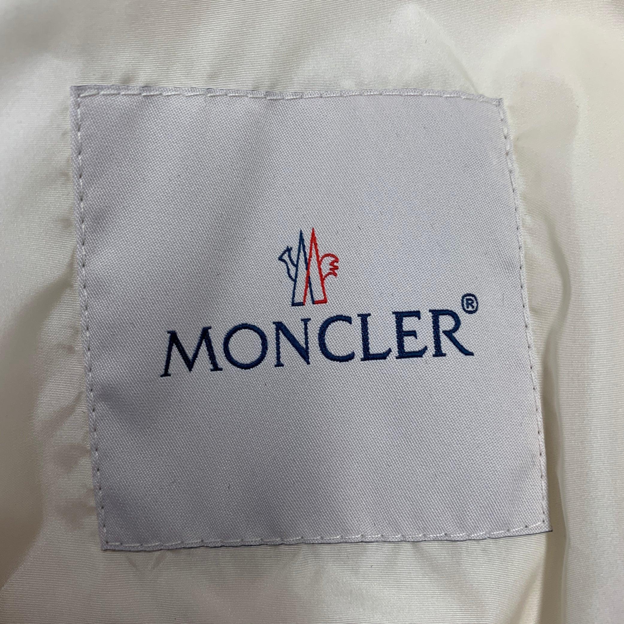 Donna Moncler Taglia L Giacca Parka in Cotone e Seta Tagliata in Off White in vendita