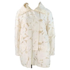 Moncler Taglia L Giacca Parka in Cotone e Seta Tagliata in Off White