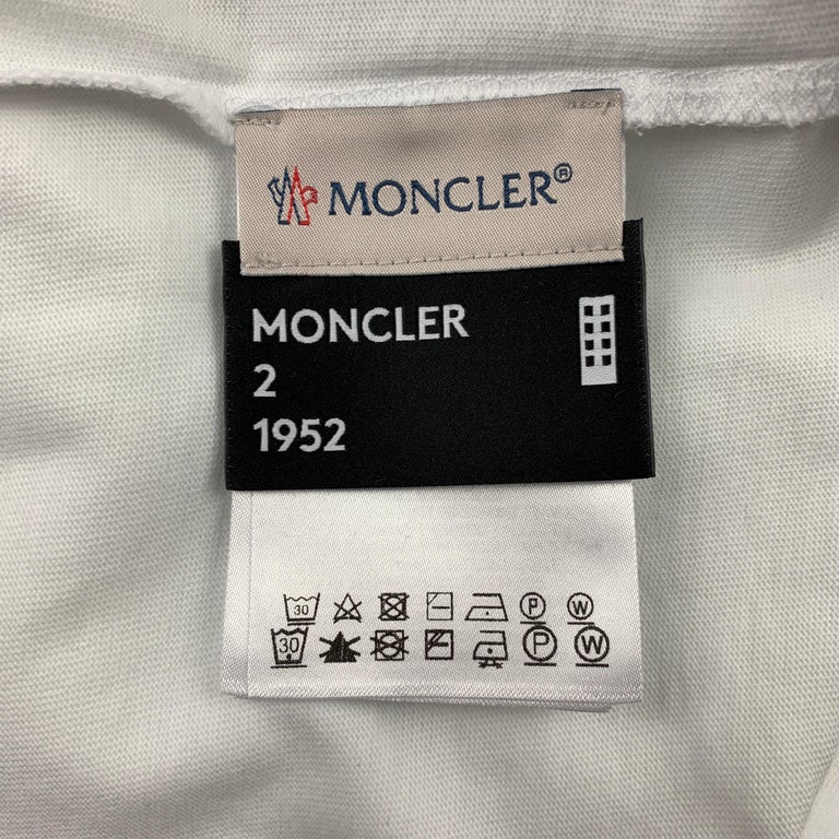 MONCLER Size L White Logo Cotton Long Sleeve T-shirt at 1stDibs
