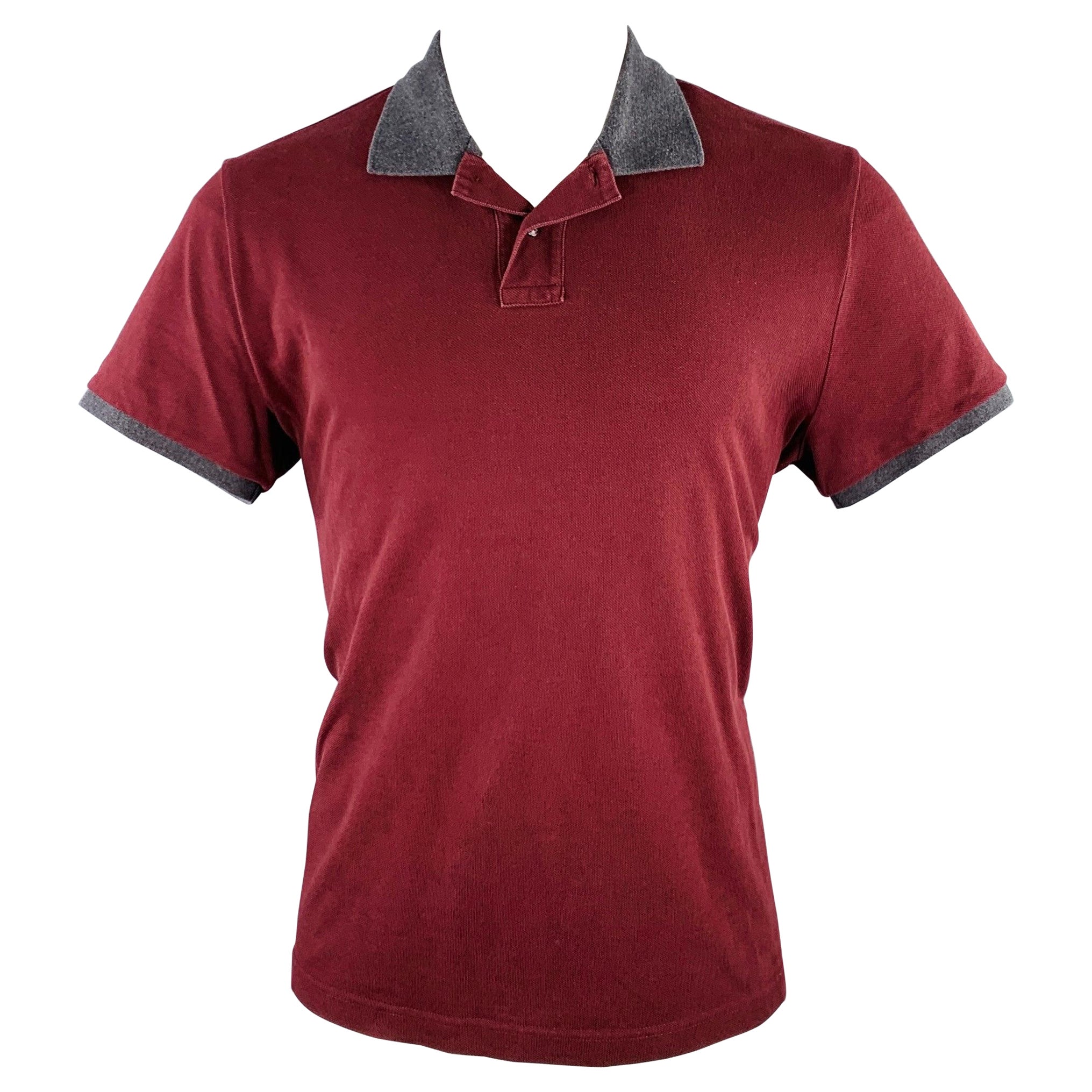 MONCLER Polo bicolore gris bourgogne taille M