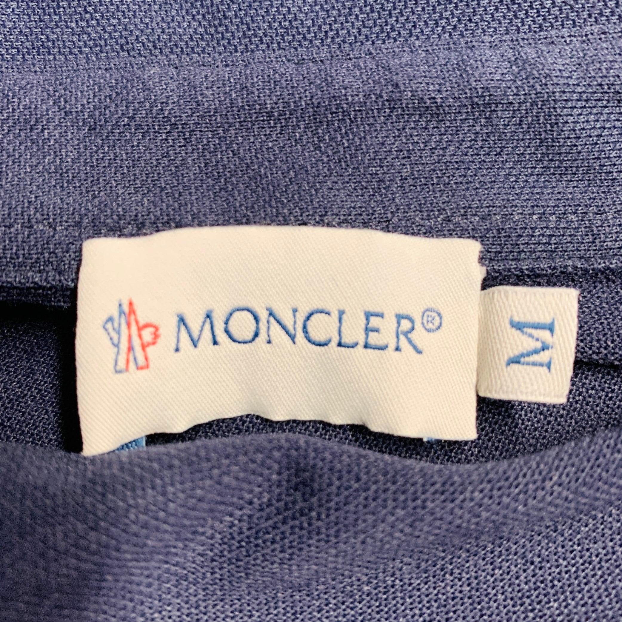 De los hombres MONCLER Talla M Polo de un bolsillo con ribete de contraste en mezcla de algodón azul marino en venta