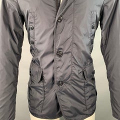 MONCLER Size M Navy Nylon Zip Buttons Windbreaker Jacket