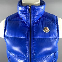 MONCLER Size S Blue Quilted Polyamide Down Filled Vest