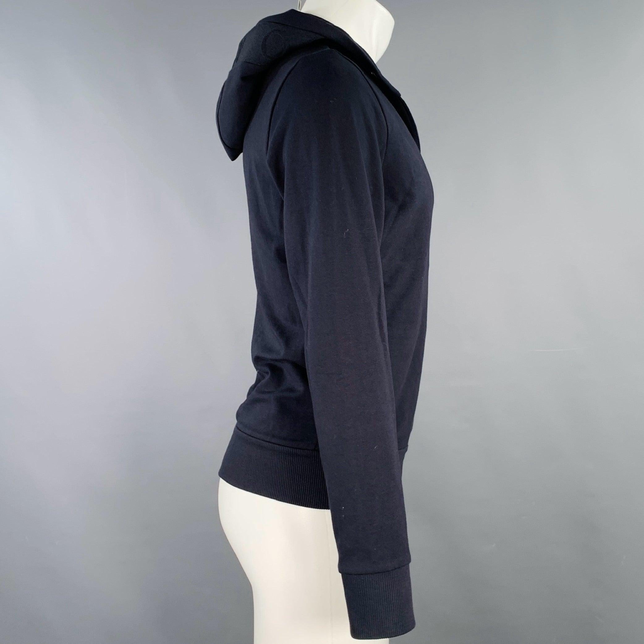 Black MONCLER Size S Navy Cotton Blend Hooded Jacket For Sale