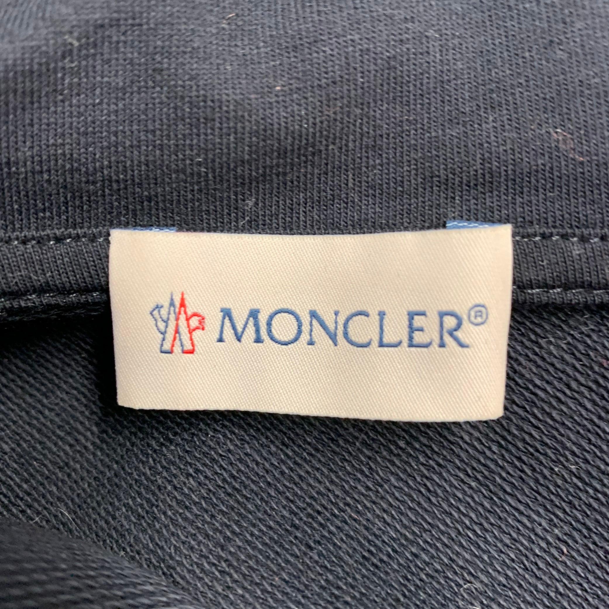MONCLER Size S Navy Cotton Blend Hooded Jacket For Sale 1