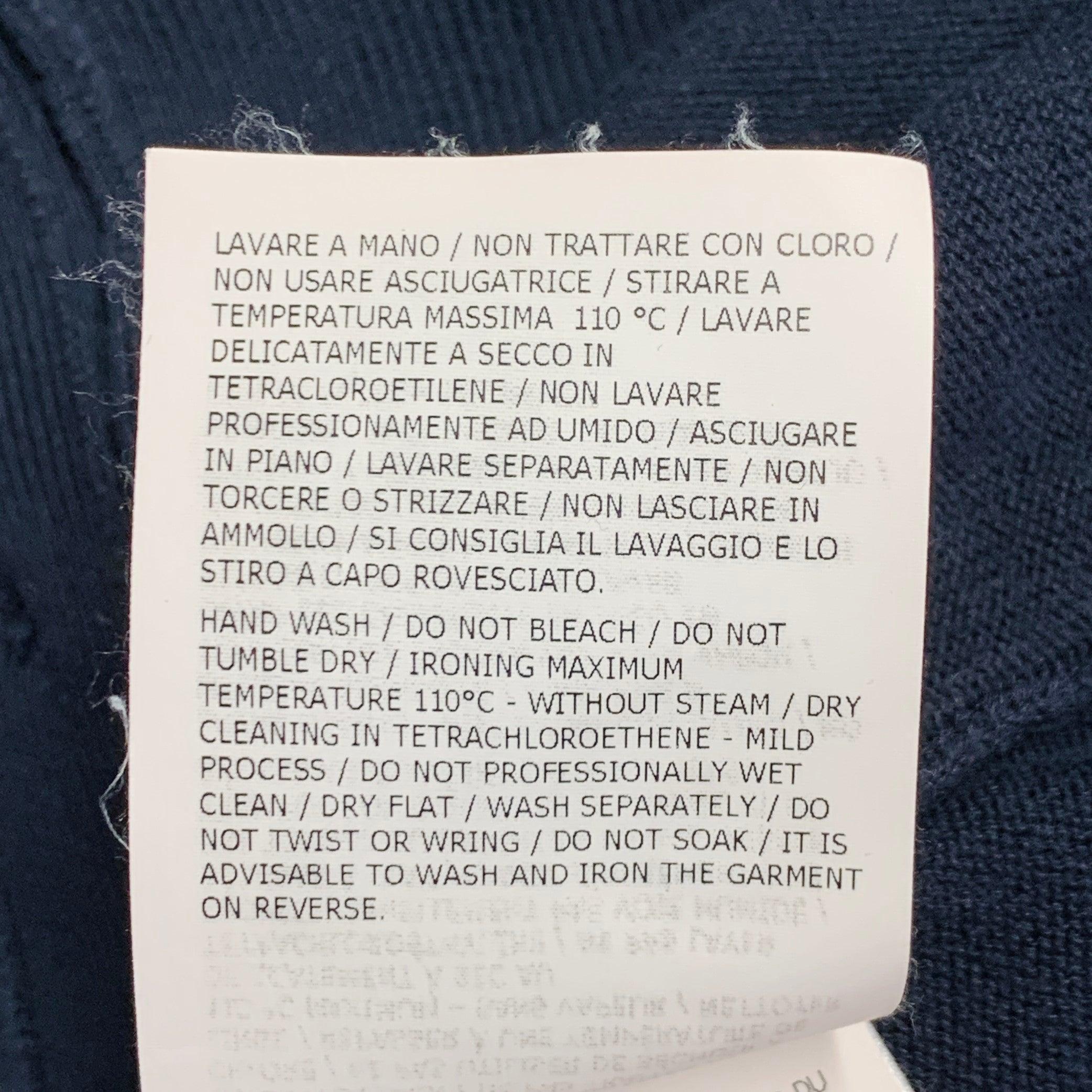 MONCLER Size S Navy Mixed Fabrics Cotton V-Neck Cardigan For Sale 2