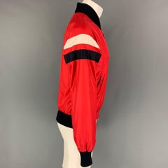MONCLER Size S Red Navy White Stripe Nylon Windbreaker Jacket
