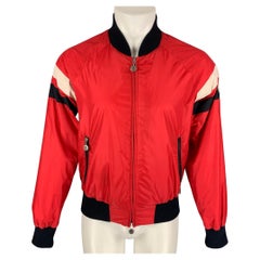 MONCLER Size S Red Navy White Stripe Nylon Windbreaker Jacket