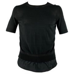 MONCLER Taille XL Noir Tissus mixtes Viscose Coton Pullover à manches courtes