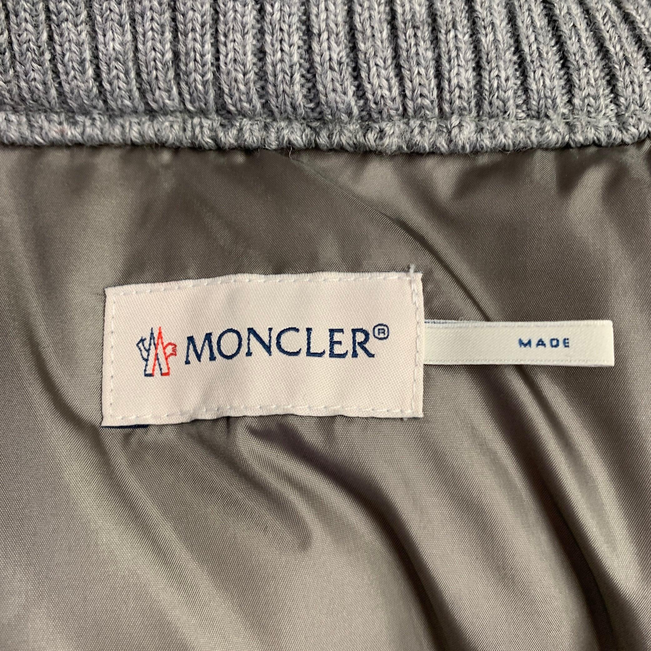 Men's MONCLER Size XL Grey Knit Wool Acrylic Hooded Jacket