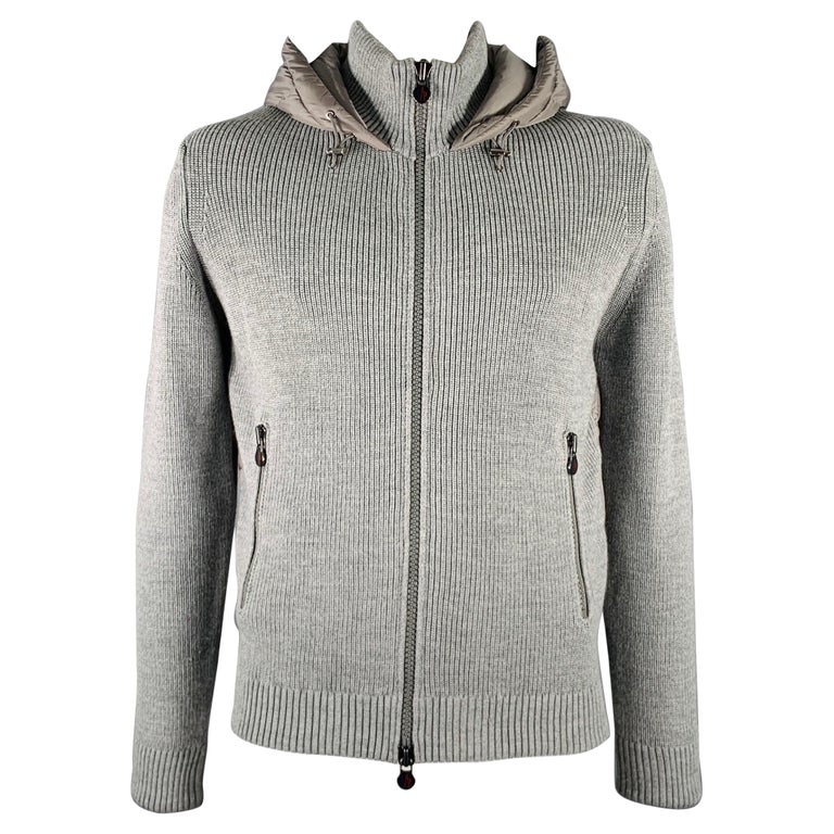 Wool Hoodie Moncler Gilet Jumper Jacket Moncler Grey Sweater Grey
