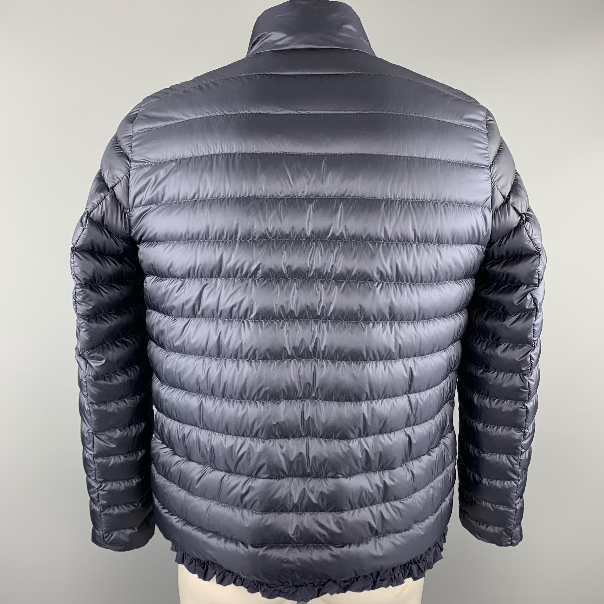 Gray MONCLER Size XL Navy Quilted Goose Down High Neck Puffer Jacket