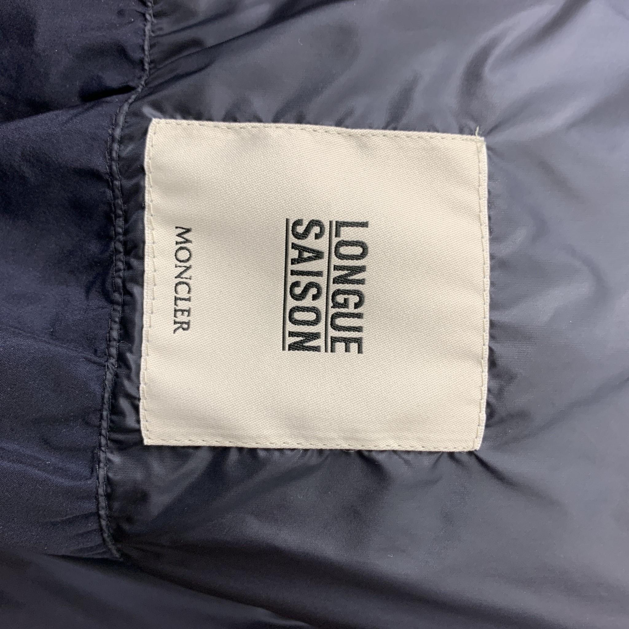 MONCLER Size XL Navy Quilted Goose Down High Neck Puffer Jacket In Excellent Condition In San Francisco, CA