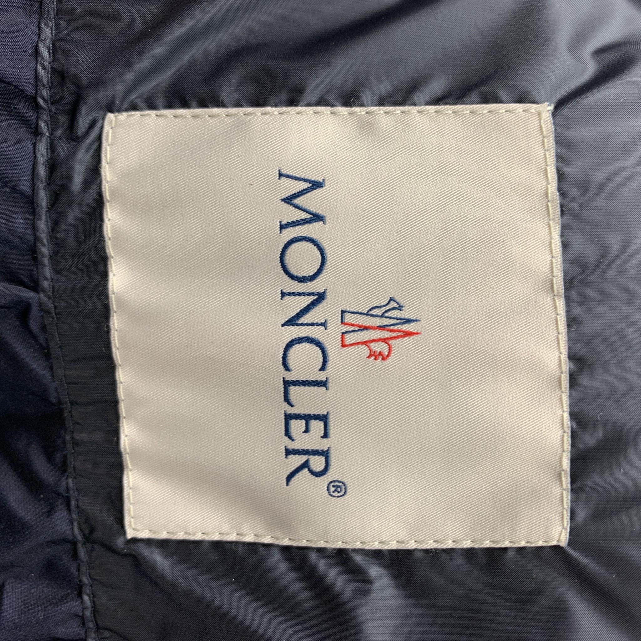 Women's MONCLER Size XL Navy Quilted Goose Down High Neck Puffer Jacket