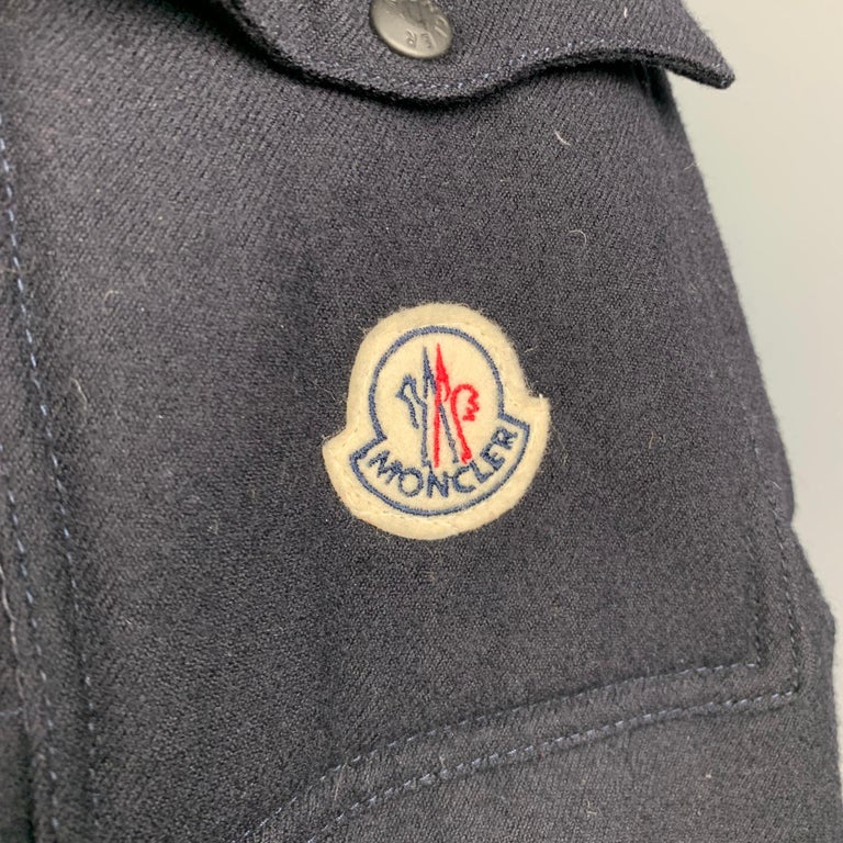 MONCLER Size XXL G32-003 Navy Quilted Wool Zip and Buttoned Hooded ...