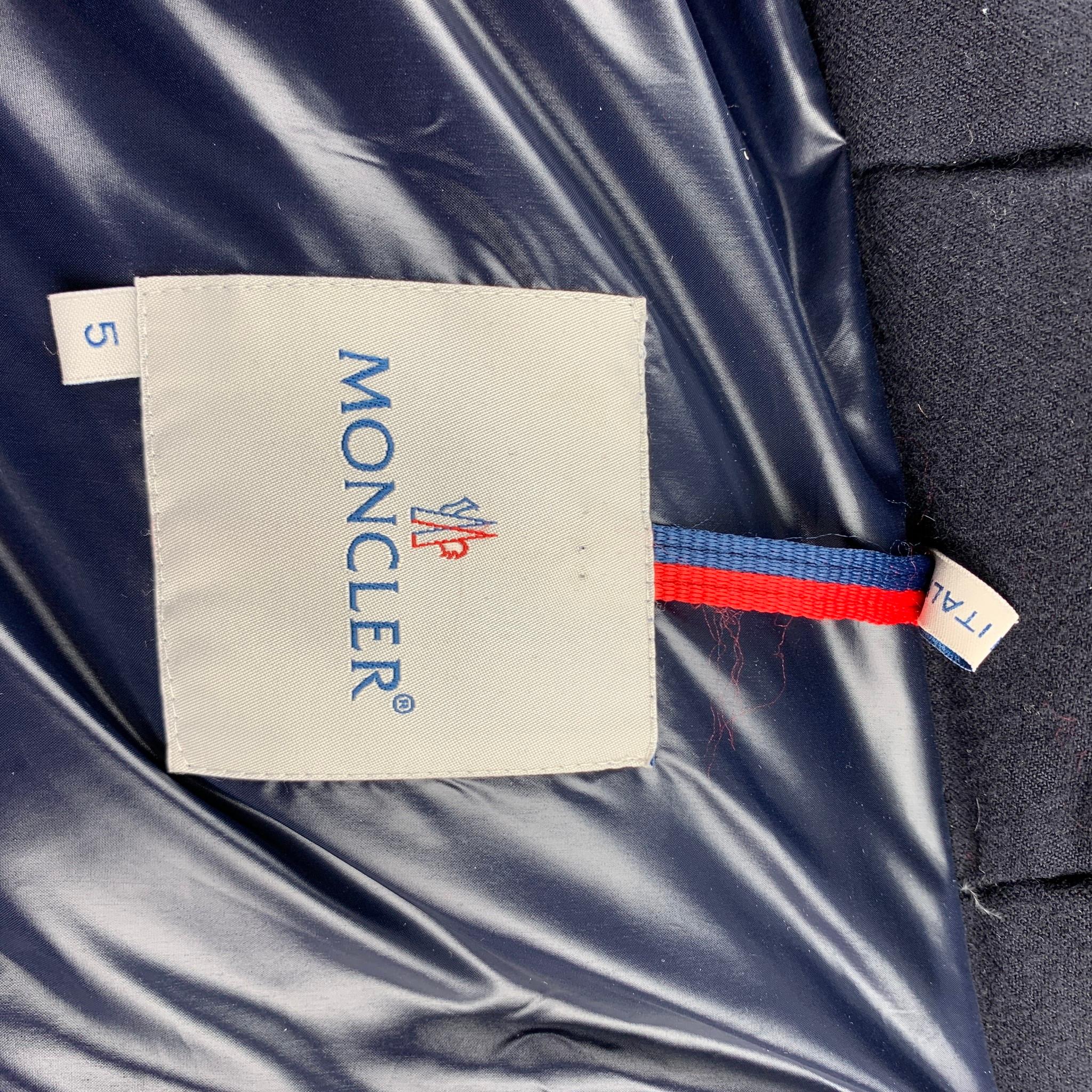 MONCLER Size XXL G32-003 Navy Quilted Wool Zip & Buttoned Hooded Parka Coat In Good Condition In San Francisco, CA