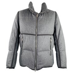 MONCLER Size XXXL Grey Quilted Wool Zip Up Jacket