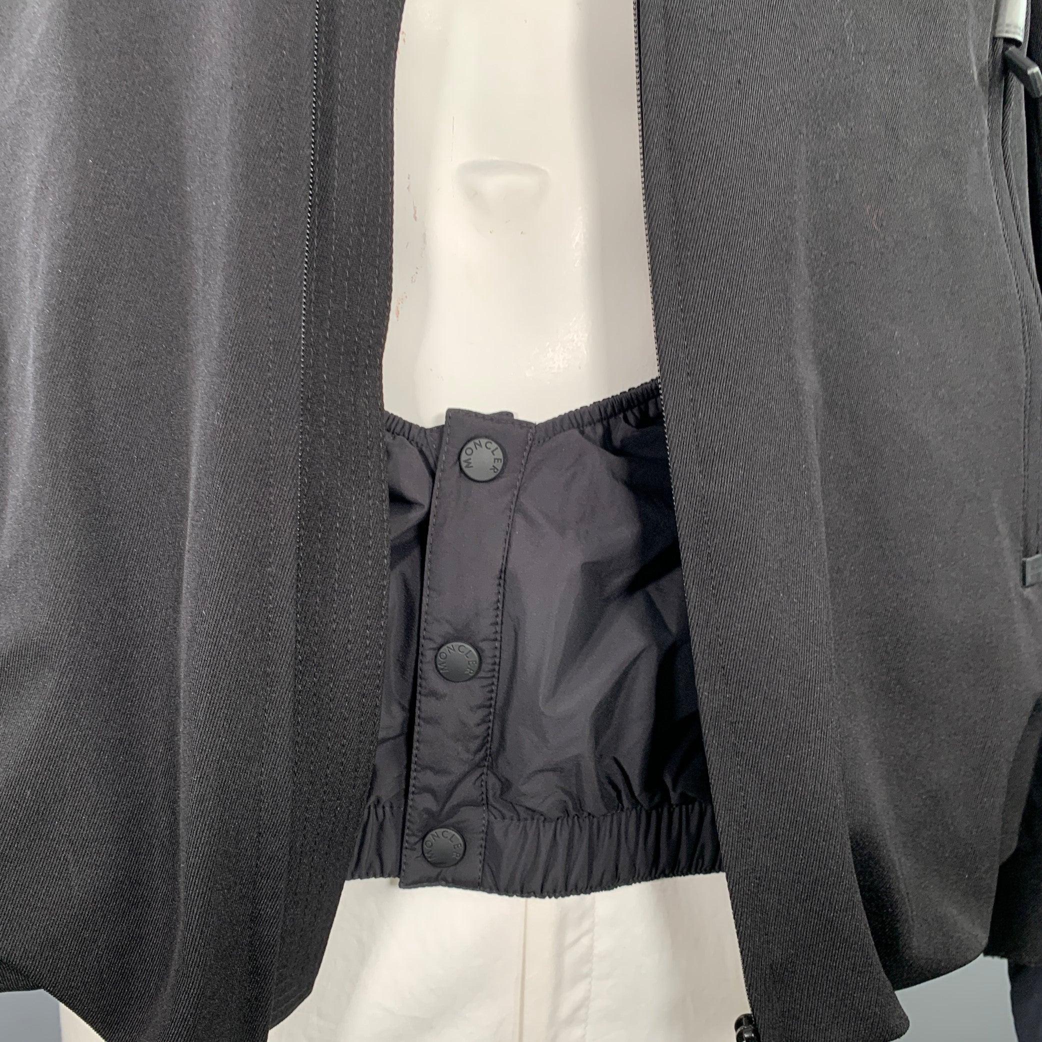 MONCLER Size XXXL Praz Black Nylon Blend Hooded Coat 2